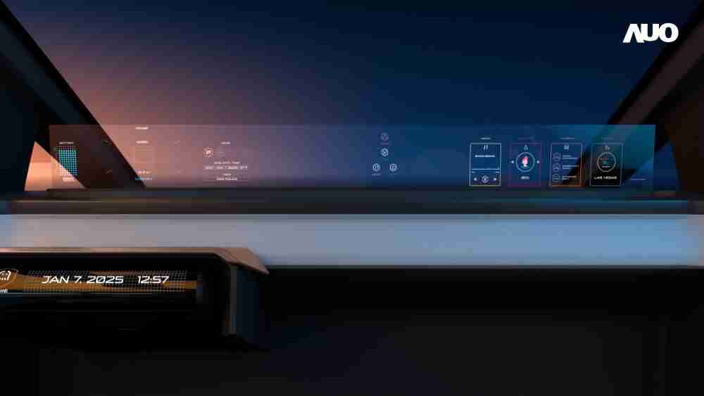 EBpay无界透明显示接口(Horizon Image Glass)透过车运算方案整合仪表板、、、中控台及副驾显示器，，，，一体式全景呈现，，，提供乘用者清晰的前方视野、、行车必要信息与娱乐功能